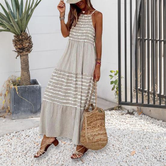 Women Dress Loose Breathable Women Unfading Long Sling Dress for Party