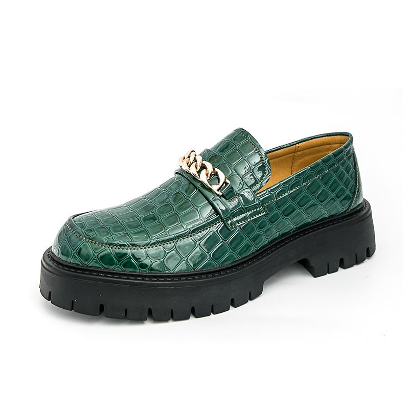 Fashion High Quality Men's Personalized Black Glossy High Head Leather Shoes Oxford Shoes Fashion Brand Comfortable Thick Soled Loafers