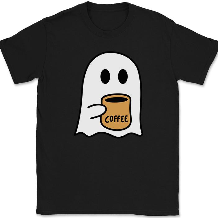 Ghost Coffee T-Shirt Funny Humor Halloween Caffeine Trick or Treat Tee