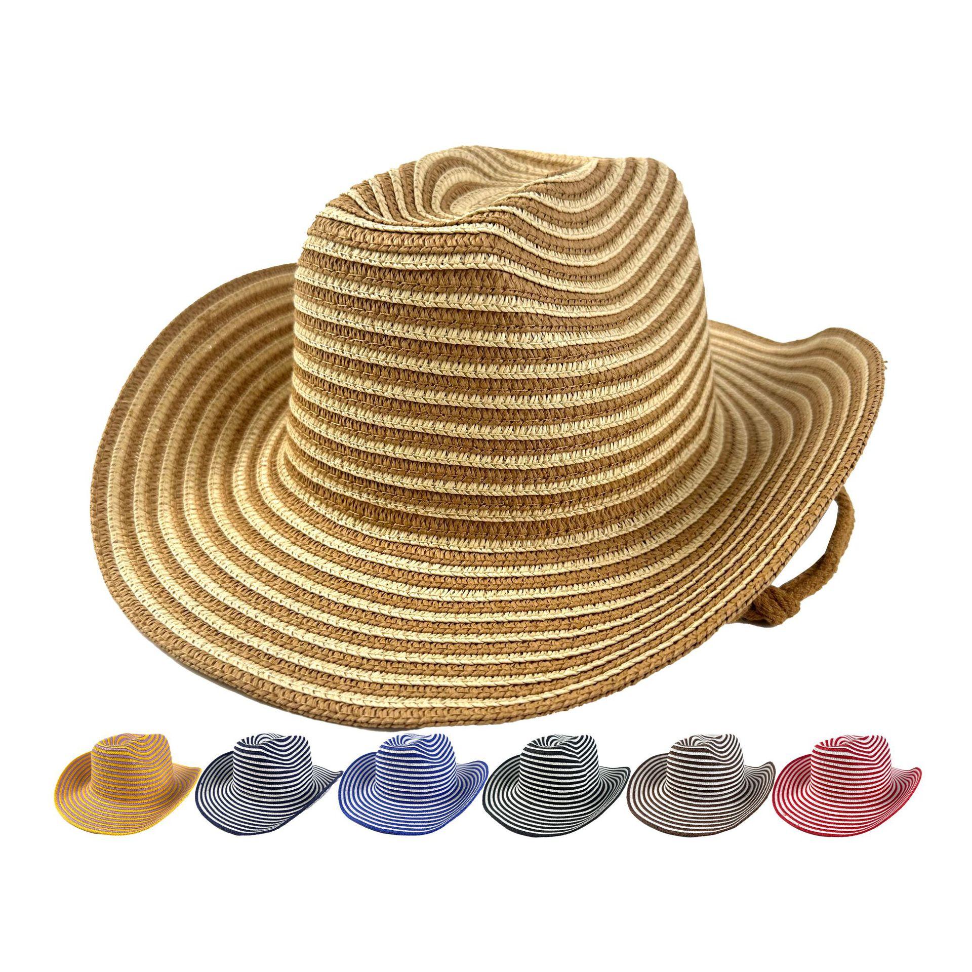 Charm Clothings Women's Purple/Yellow/Red Seaside Vacation Striped Denim Straw Hat Curved Brim Top Hat Foldable Sun Protection Visor Hat Jazz Hat 56-58Cm