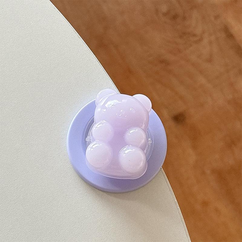 Solid Color Bear Mobile Phone Airbag Bracket Magnetic Suction Telescopic Suitable For Magsafe Simple Desktop Watching Drama Support Frame