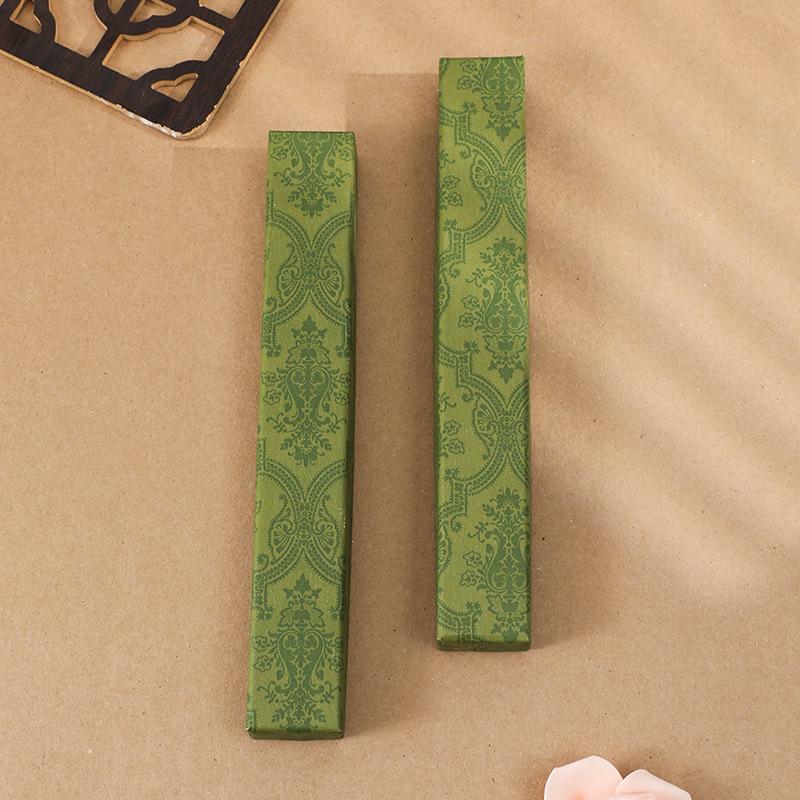 Retro Green Chinese Folding Fan Gift Box Set with Lid and Base - Eight & Ten Inch