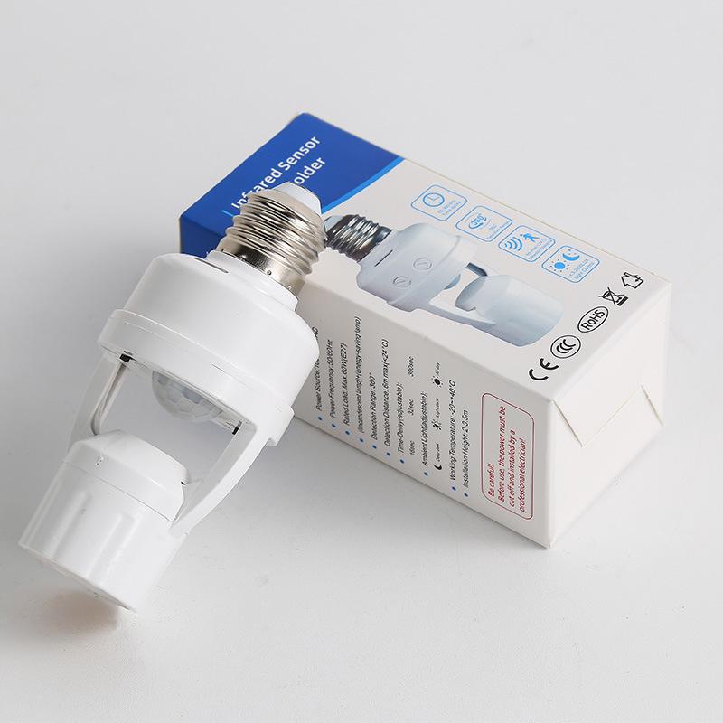 Adjustable E27 Infrared Motion Sensor Lamp Base - Auto-On with Radar Detection