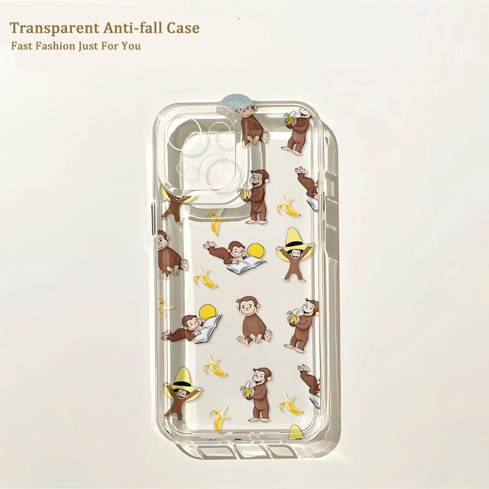 Tongue Sticking Monkey Phone Case For iPhone 17 16 16e 15 14 13 12 11 Mini Pro Max X XR XSMax 8 Air Plus Transparent Back Cover