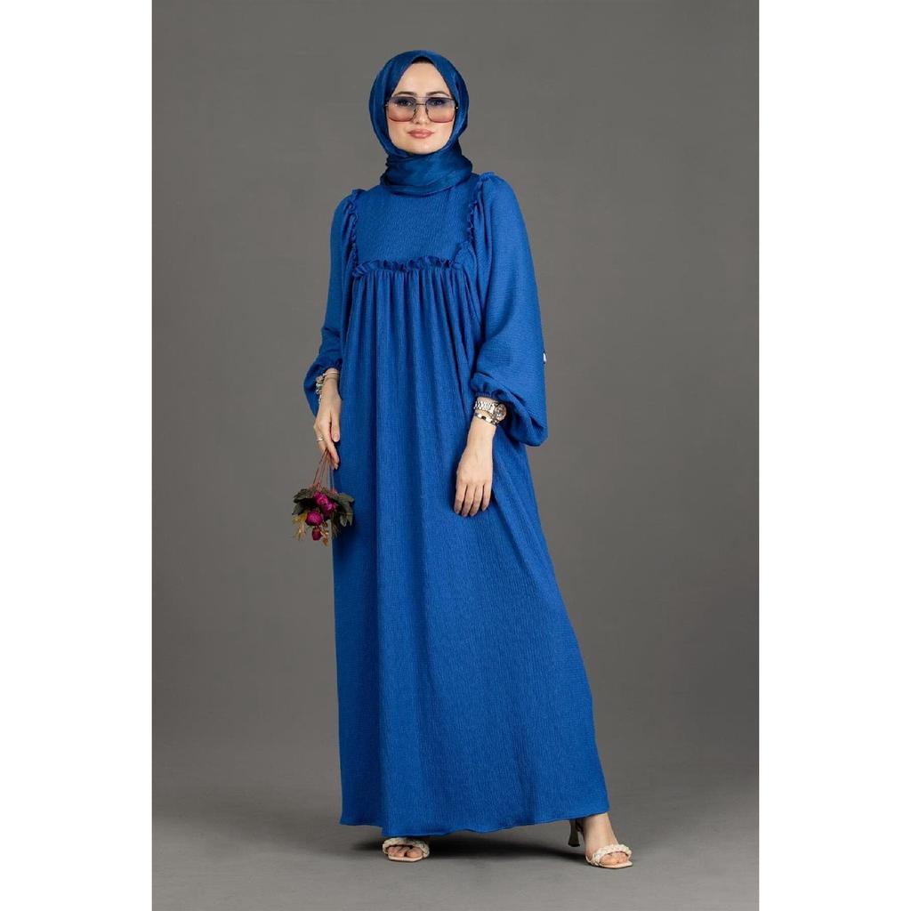 Ruffled Robe Wrap Dress-black