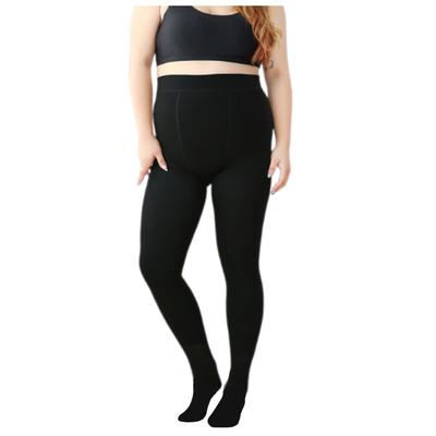 [Uccellino] Plus Size Fleece-Lined Tights, Slimming, Thick, Leg-Lengthening, Warm, Loose Fit (2-3XL, Black, Extra Thick)