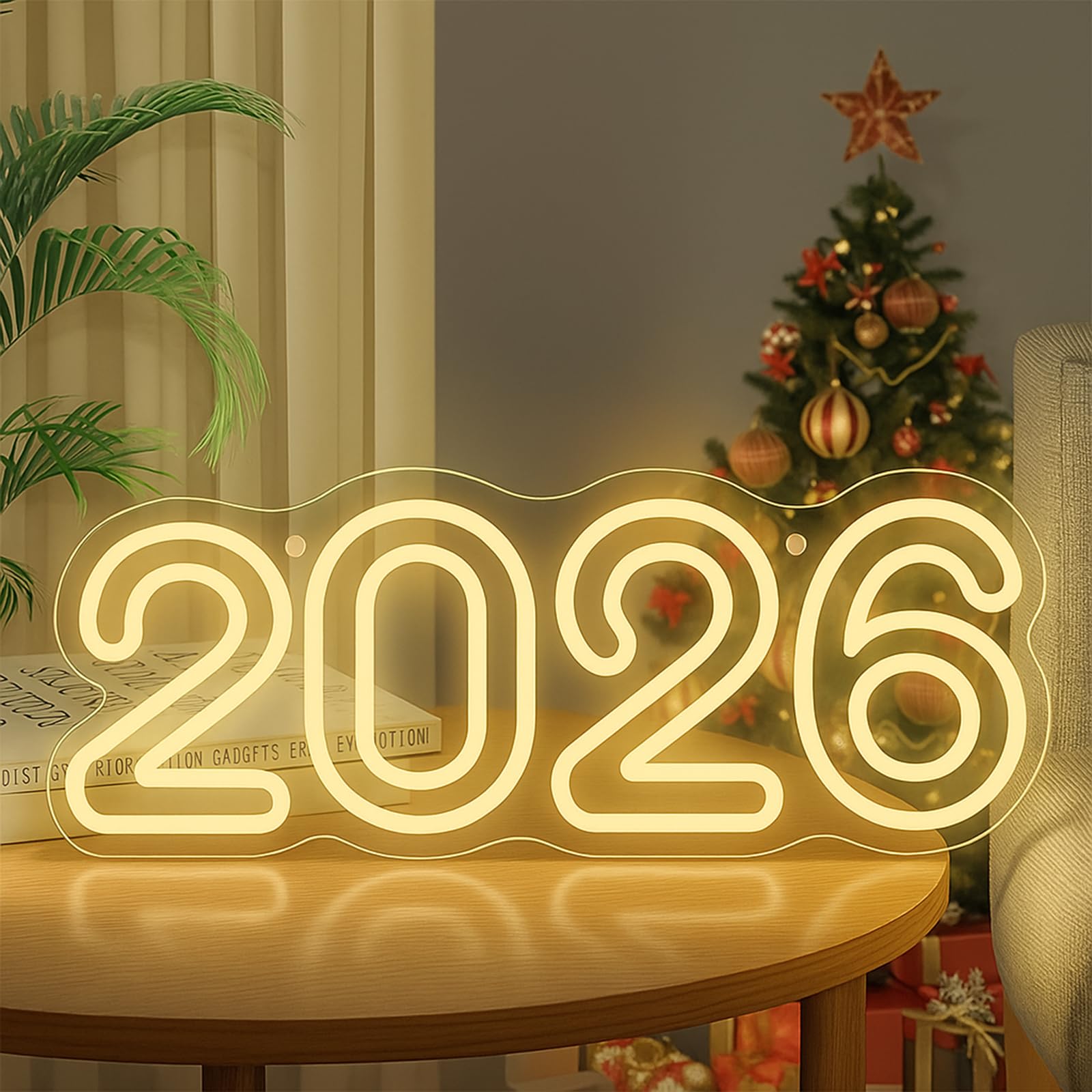 

2026 Неоновая вывеска Светодиодный номер года Настенная вывеска для Новогодней вечеринки, Рождественского декора, Празднования выпускного, Декора современной комнаты