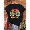 1986 Birthday Vintage Print T-shirt, Short Sleeve Crew Neck Casual Top for Summer & Spring, Women's Clothing