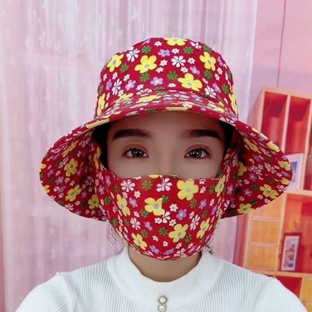 Cover Face Cap Sunscreen Mask Face Mask Bucket Hat Portable Women Sun Hat  Climbing