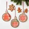 3 Pieces Wooden Christmas Pendant Ornaments Gingerbread Man, Snowflake, Cabin Shaped Pancake Christmas Tree Decoration