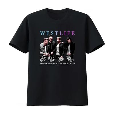 Westlife Band Members Signature Cotton Black T Shirt Thank You for The Memories Casual Fashion Unisex Women 2026 Summer T Shirt