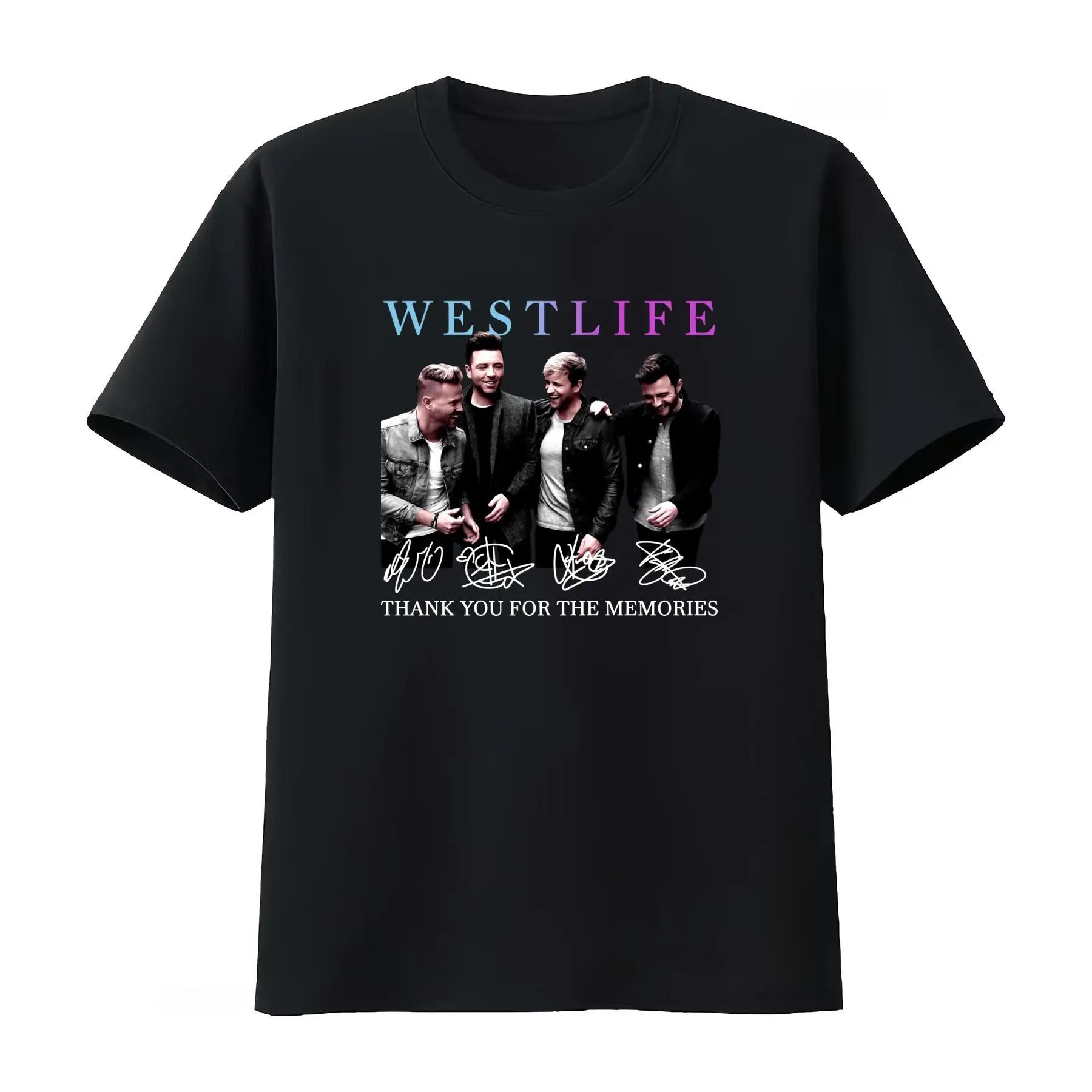 Westlife Band Members Signature Cotton Black T Shirt Thank You for The Memories Casual Fashion Unisexs Womens 2026 Summer T Shirt S