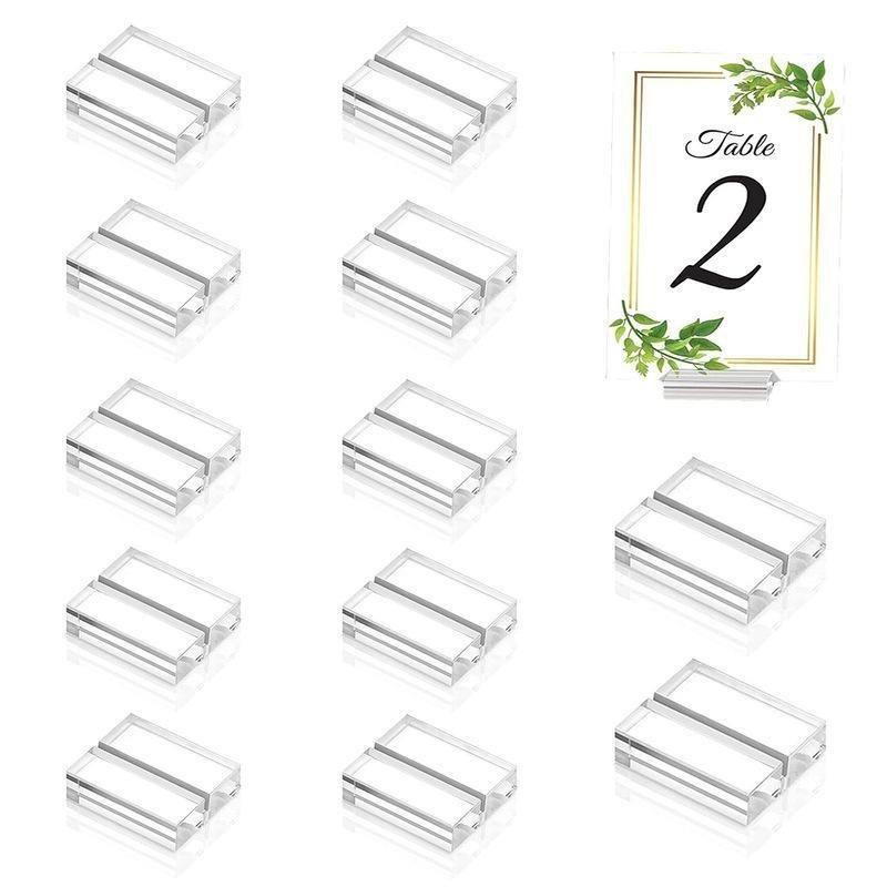 12Pcs 30*25*10mm Acrylic Stands Place Card Holders Table Number Stands Desktop Clear Card Display Stand Transparent Acrylic Sign Holder