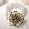 Elegant Geometric Lines Necklace Vintage Floral Pearls Ear Studs Hollow Flowers Jewelry Set  Party