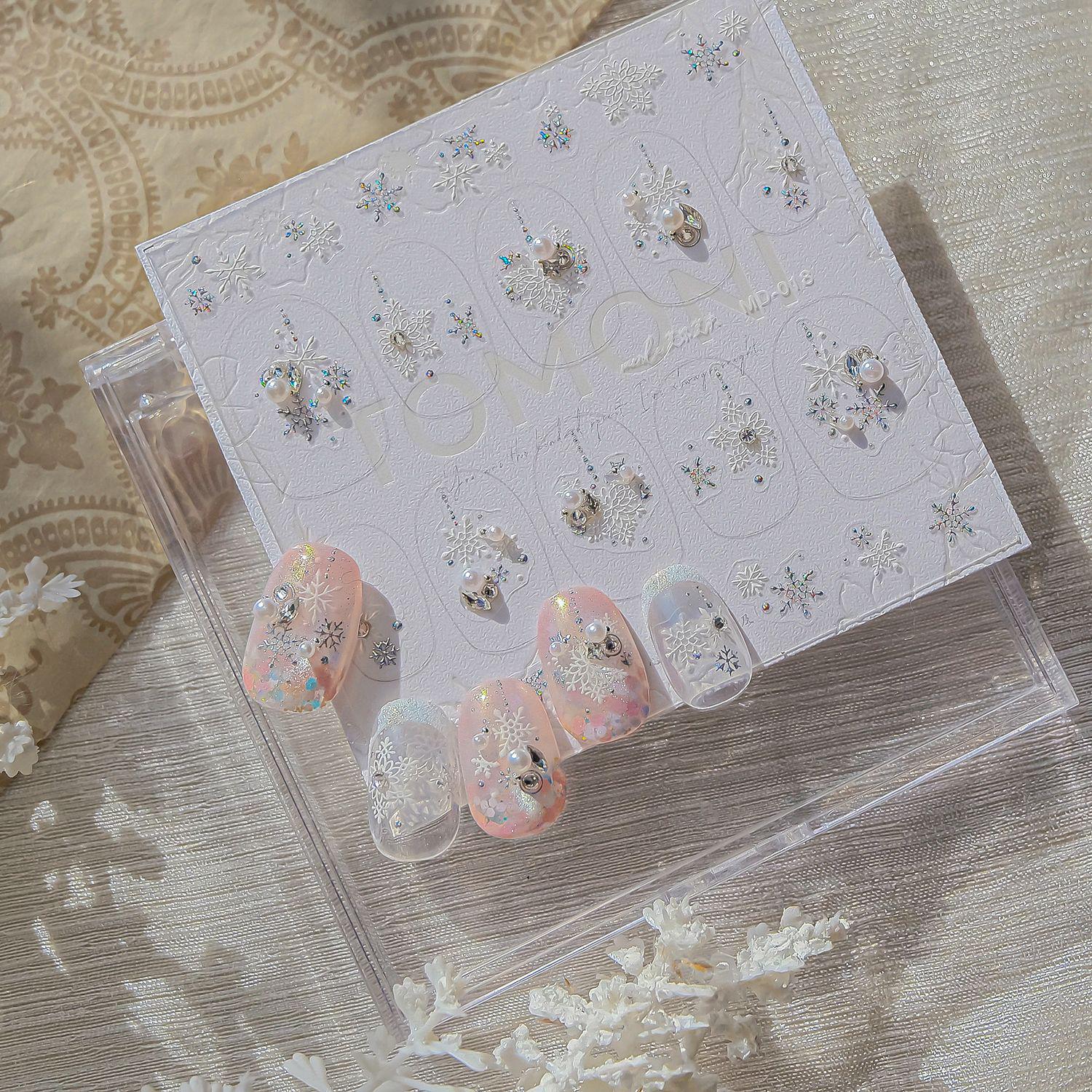 Tomoni Luxury Nail Rhinestones: Mosaic Snowflake & Lion Design Ornaments