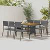 7 Piece Garden Dining Set Poly Rattan Grey
