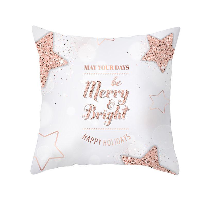 Merry Christmas Pink Gold Peach Velvet Pillowcase  Decoration Sofa Cushion Cover Bedroom Room Home  45x45cm
