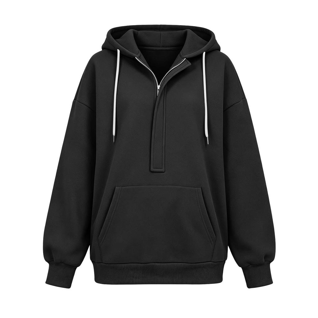 Women's Color Hooded Long Sleeve Pullover Sweatshirt for Casual Everyday Wear