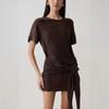 Womens Loose Fit Short Sleeve Wrap Skirt Dress Pure Color High Waist Bodycon Midi Vacation Casual Wear