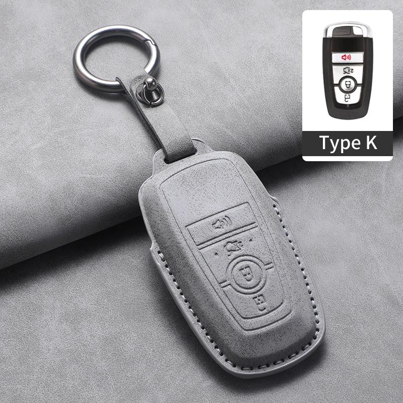 4 5 Tasten Leder Auto Schlüsselhülle Abdeckung Für Ford Fusion Mustang Edge Explorer Focus F150 F250 F350 F550 Escape für Lincoln Mondeo