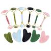 Natural Jade Roller Gua Sha Set Rose Quartz Obsidian Amethyst Jade Massager Gouache Scraper For Facial Lifting Skin Care Tools