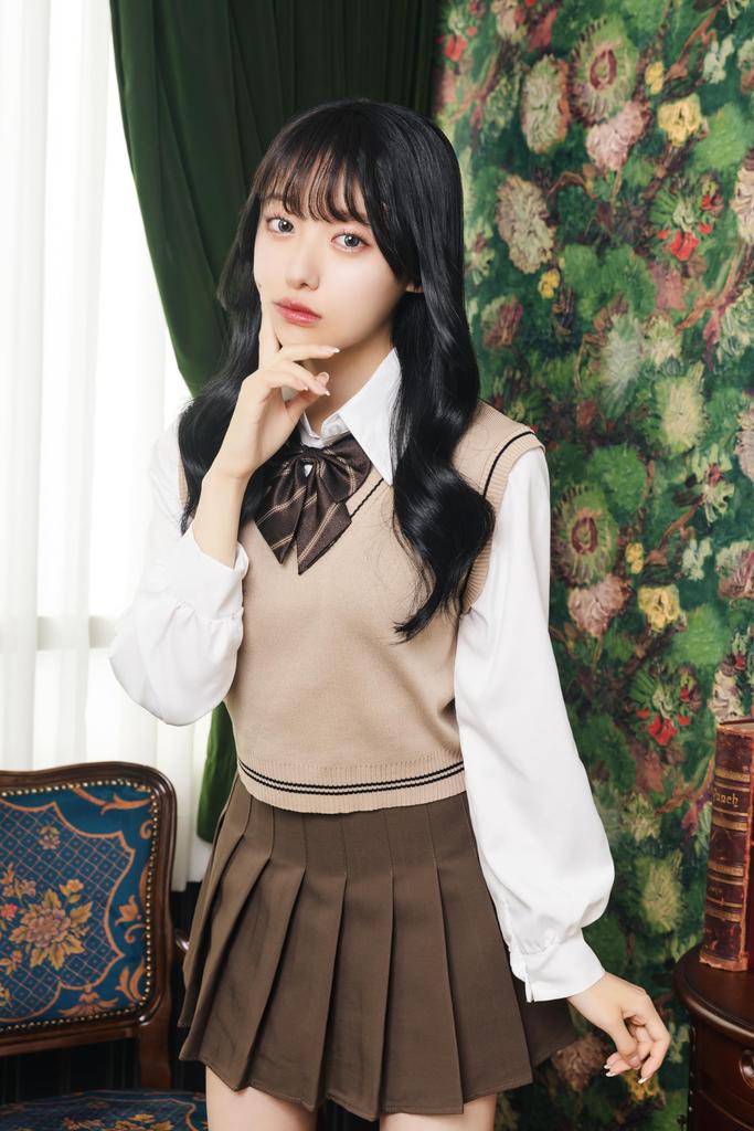 Clearstone Ulzzang Sailor Cosplay Halloween Knit Vest Beige x Chocolate Women's