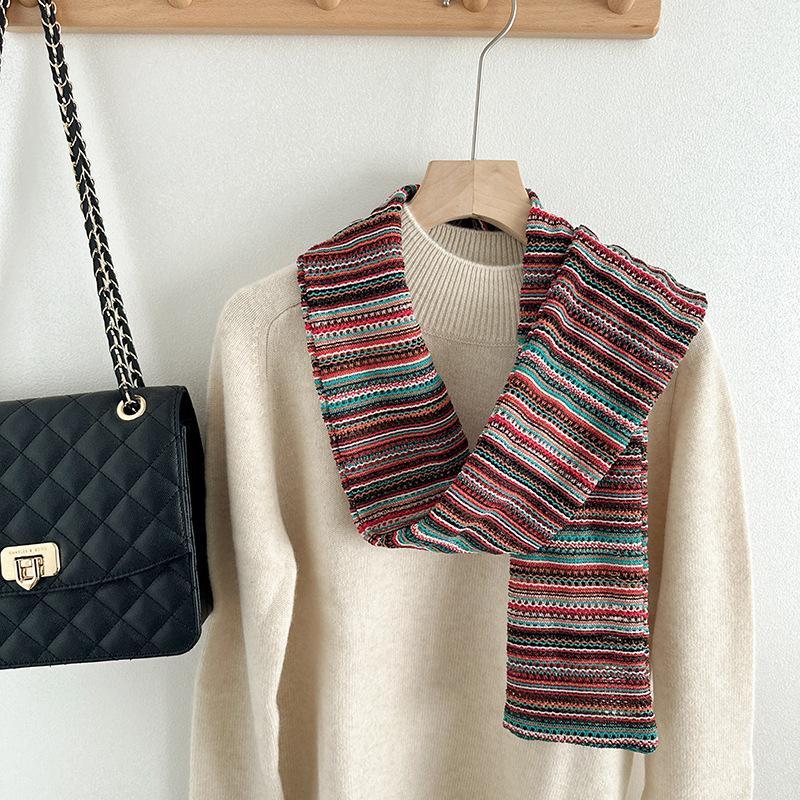 Striped Knitted Scarf for Autumn and Winter New Scarf for Couples