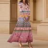 Kjoler For Damer Vintage Blomst Tunika Midjet Midi Kjole Sommer Casual 3/4 Ermet Kjole