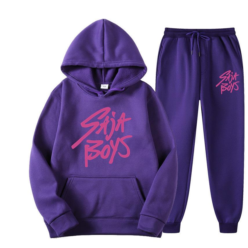 New Saja Boys Sweater Two-piece Men's and Women's Fleece Hoodie Set