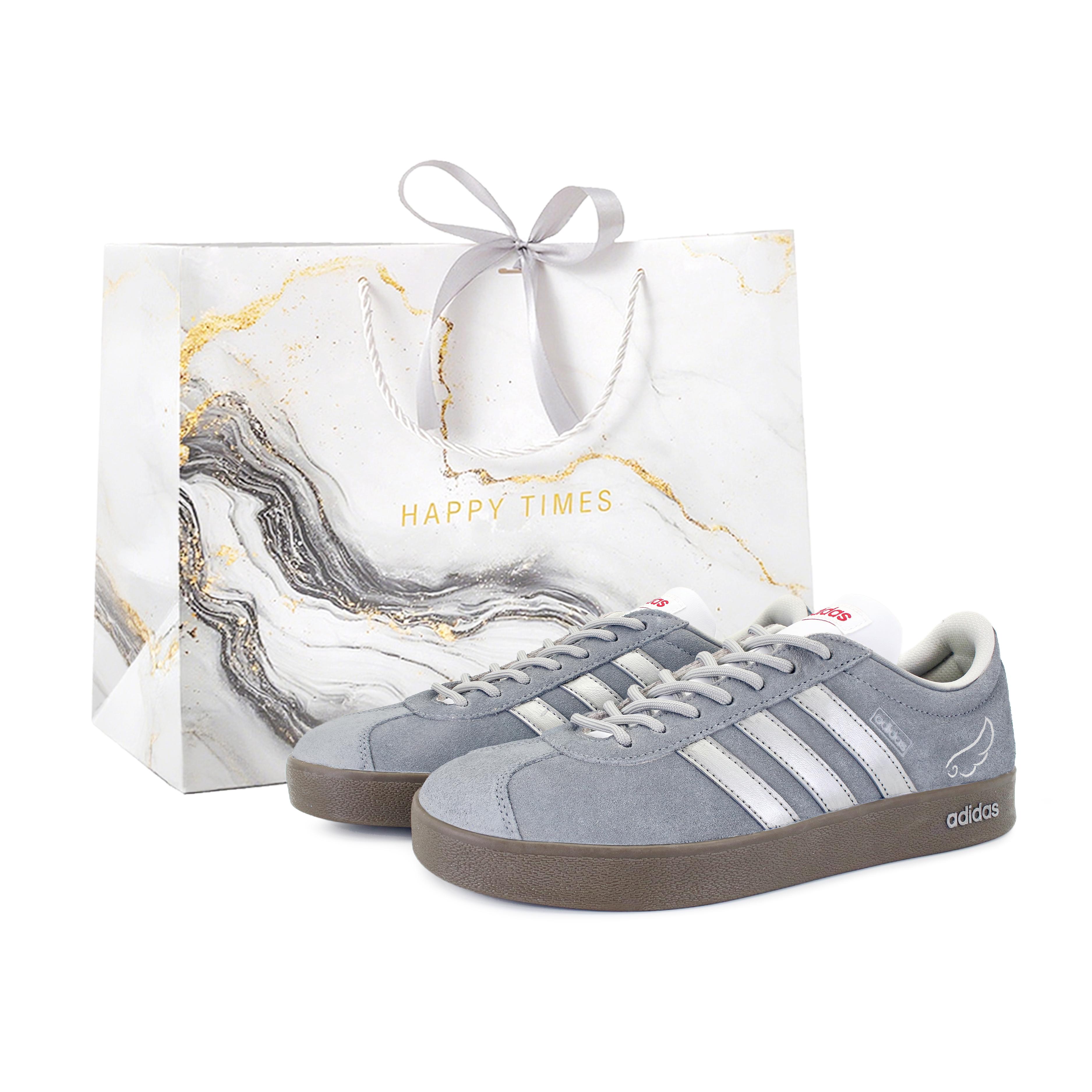 

Custom Adidas VL COURT 2.0 Abrasion Resistant Low top German Army Trainers Unisex Gray Silver HQ1802(Team1723-x) 35⅔