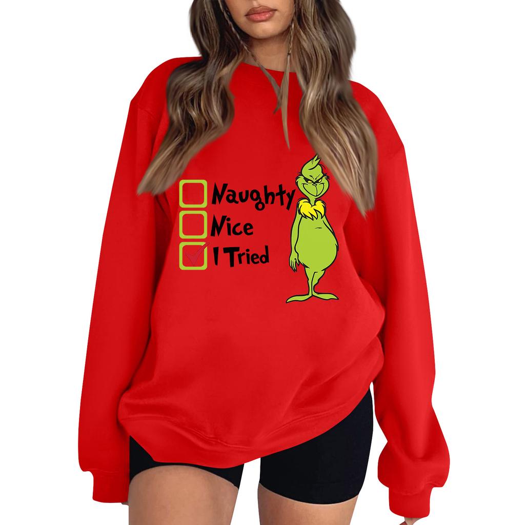Women's Sweatshirt Sports Christmas  Print Pullover Sweatshirt Round Neck Long Sleeve Top Casual Sweatshirt