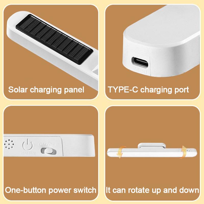 Desk Lamp Solar Hanging Magnetic Table Lamp LED USB Rechargeable Stepless Dimming Cabinet Closet Wardrobe Night Light