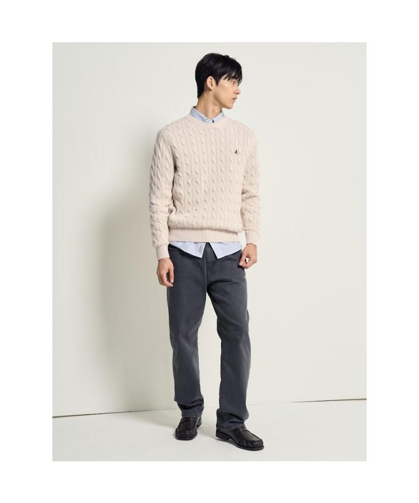Binpolmen Unisex Cotton Cable Knit Ivory