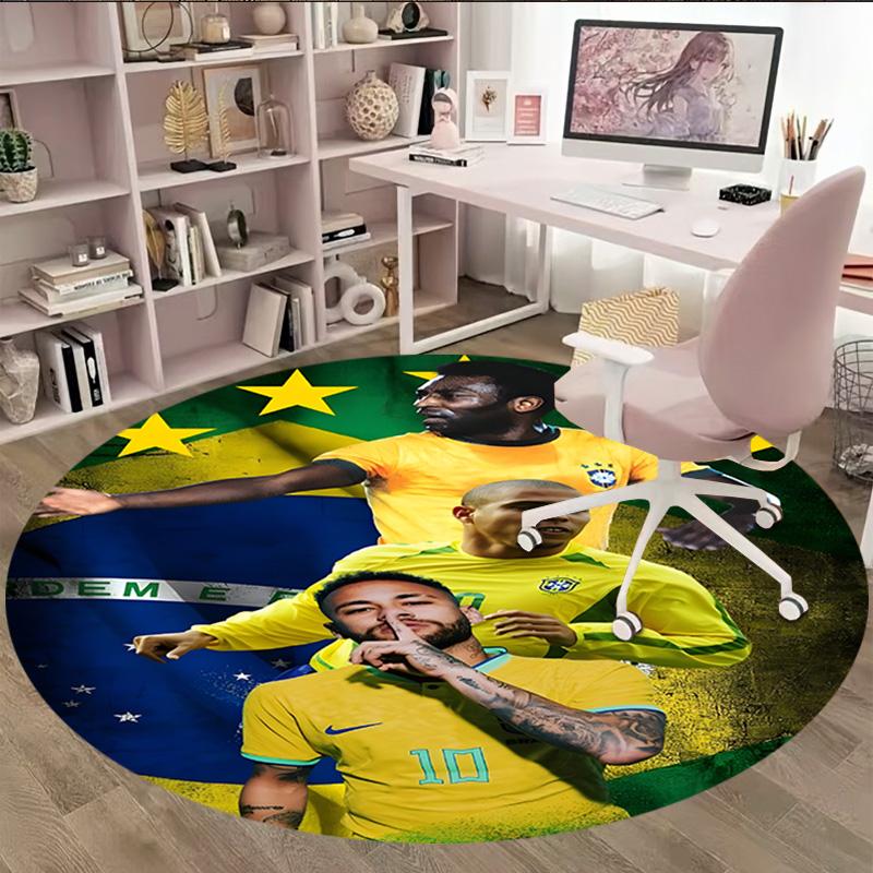 1pc Neymar15 Carpet, Round Rug, Comfortable, Suitable for Entryways, Living Rooms, Office, And Bedrooms, Christmas Decoration