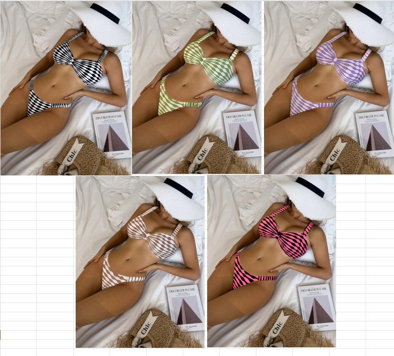 2025 Houndstooth Sexy Women's Bikini Swimwear Split Swimsuit