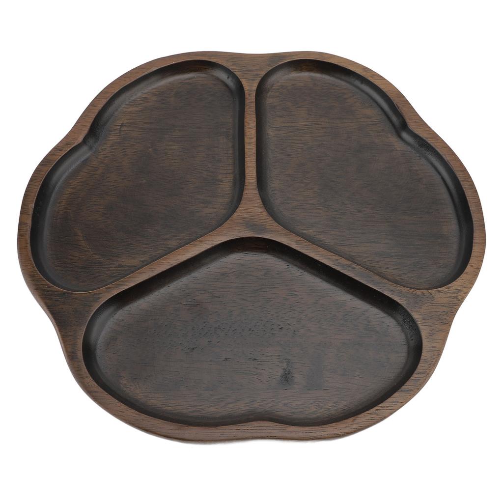 Drewniana Taca na Chipsy i Dip 3 Przegródki Dzielona Taca do Serwowania Dekoracyjny Półmisek na Przekąski Talerz do Serwowania Owoców i Przystawek dla