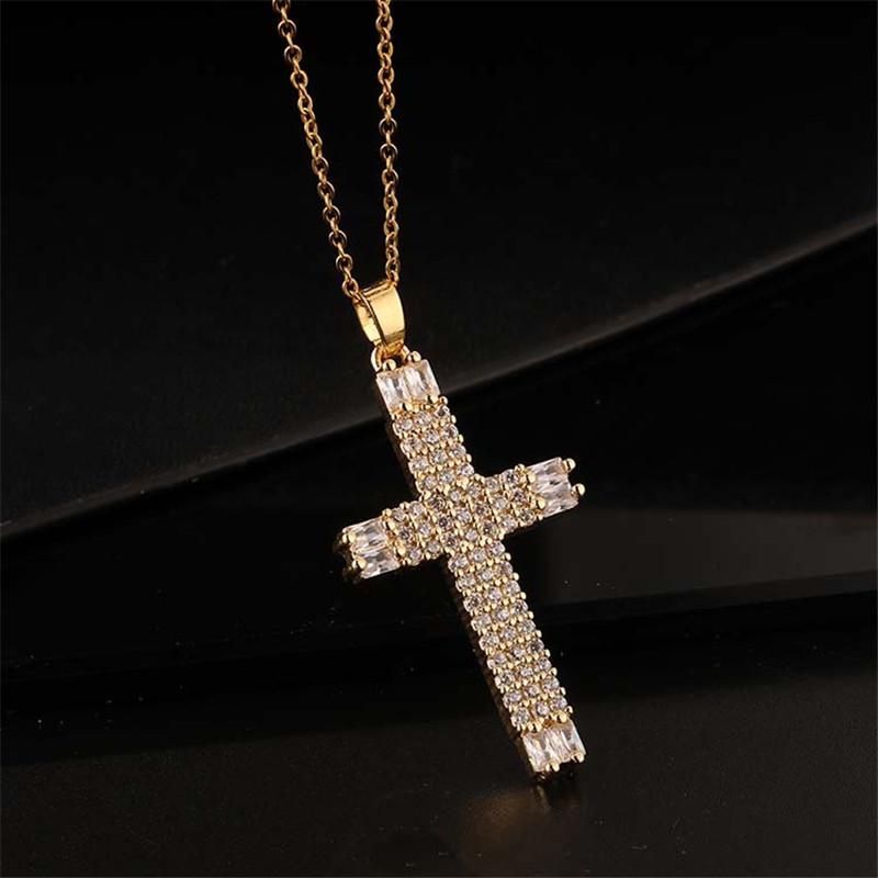 Vintage Punk Zircon Cross Pendant Necklace Stainless Steel Fashion Choker Collar Jewelry Birthday Gifts For Women Girls