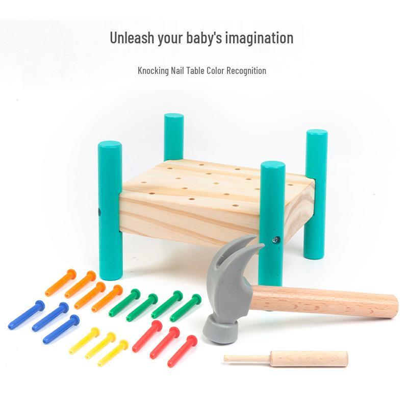 Montessori Wooden Hammering Bench: Children's Concentration & Hand-Eye Coordination Educational Toy