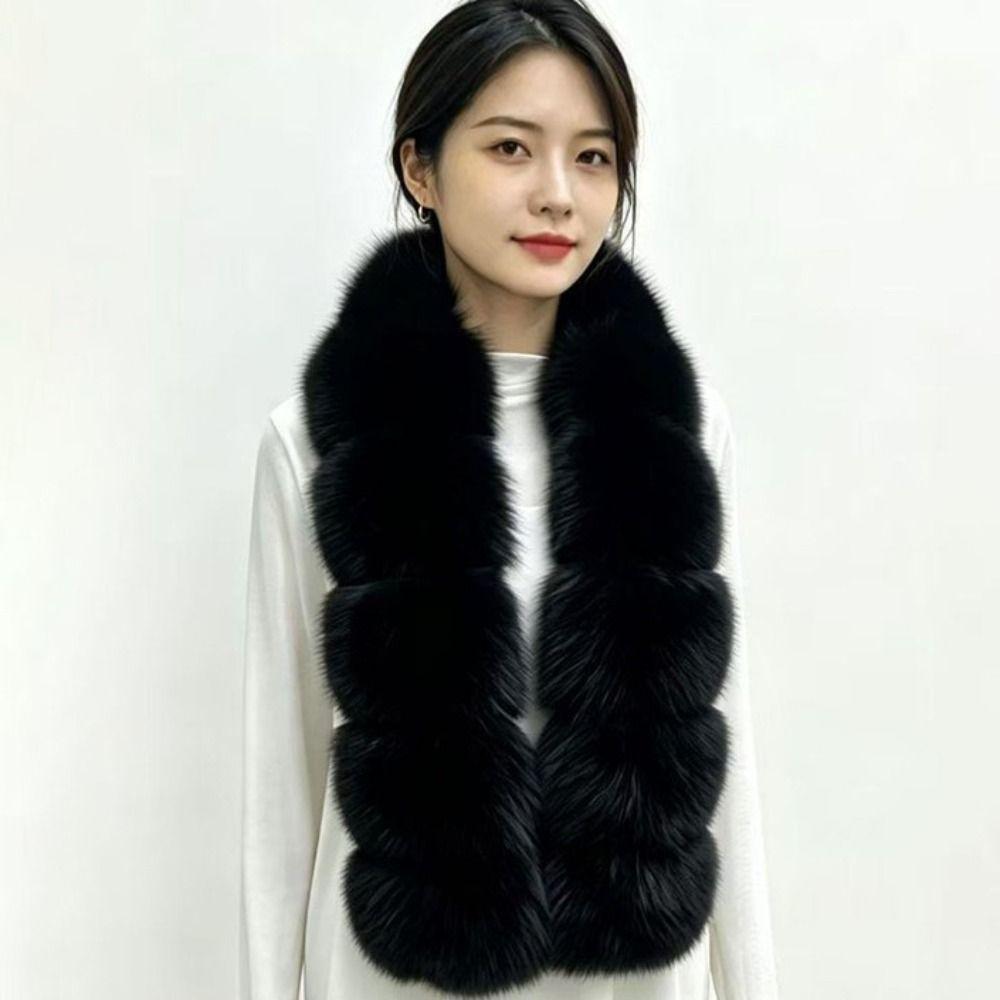 Imitation Mink Fur Long Faux Fur Scarf Thick Shawl Wrap Fleece Neck Gaiter Fluffy Scarf Winter