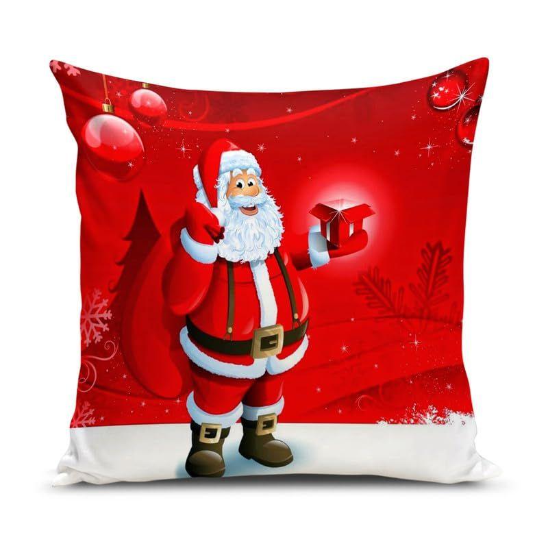 Soft Fabric Designer Decorative Printed Merry Christmas Theme Cushion Cover Xmas Decorations for Sofa Living Room Set of 5 12 X 12 Inch Multi