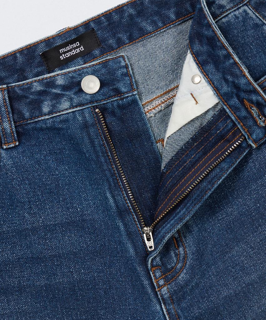 MUSINSA STANDARD WOMAN Women'S Big Brush Wide Bermuda Denim Pants [Medium Indigo]