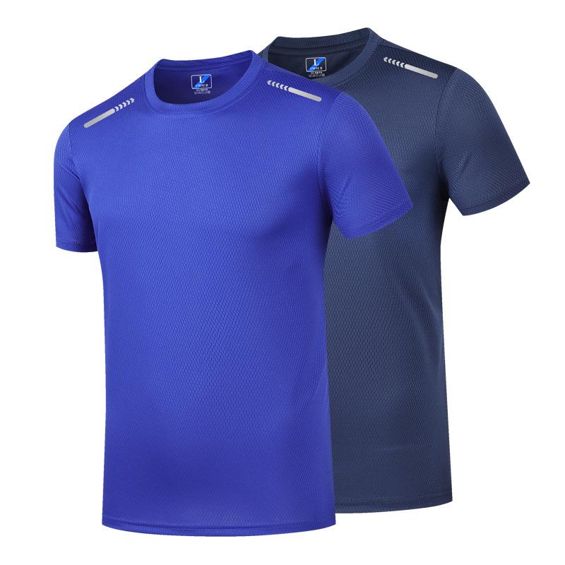 Ice Silk Men's Short Sleeved T-shirt Men's Summer Mesh Youth Breathable T-shirt Sports Quick Drying T-shirt