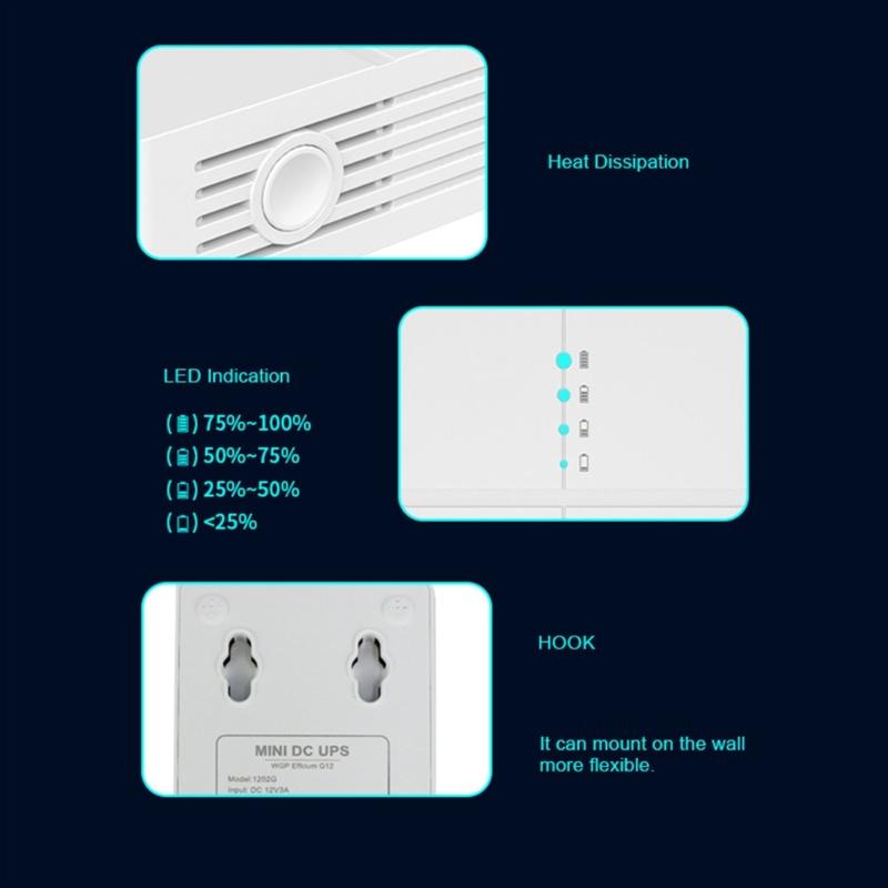 High Capacity 7800mAh 12V 2A Uninterruptible Power Supply Backup for Router Modem Wifi Router Electrical Accessories