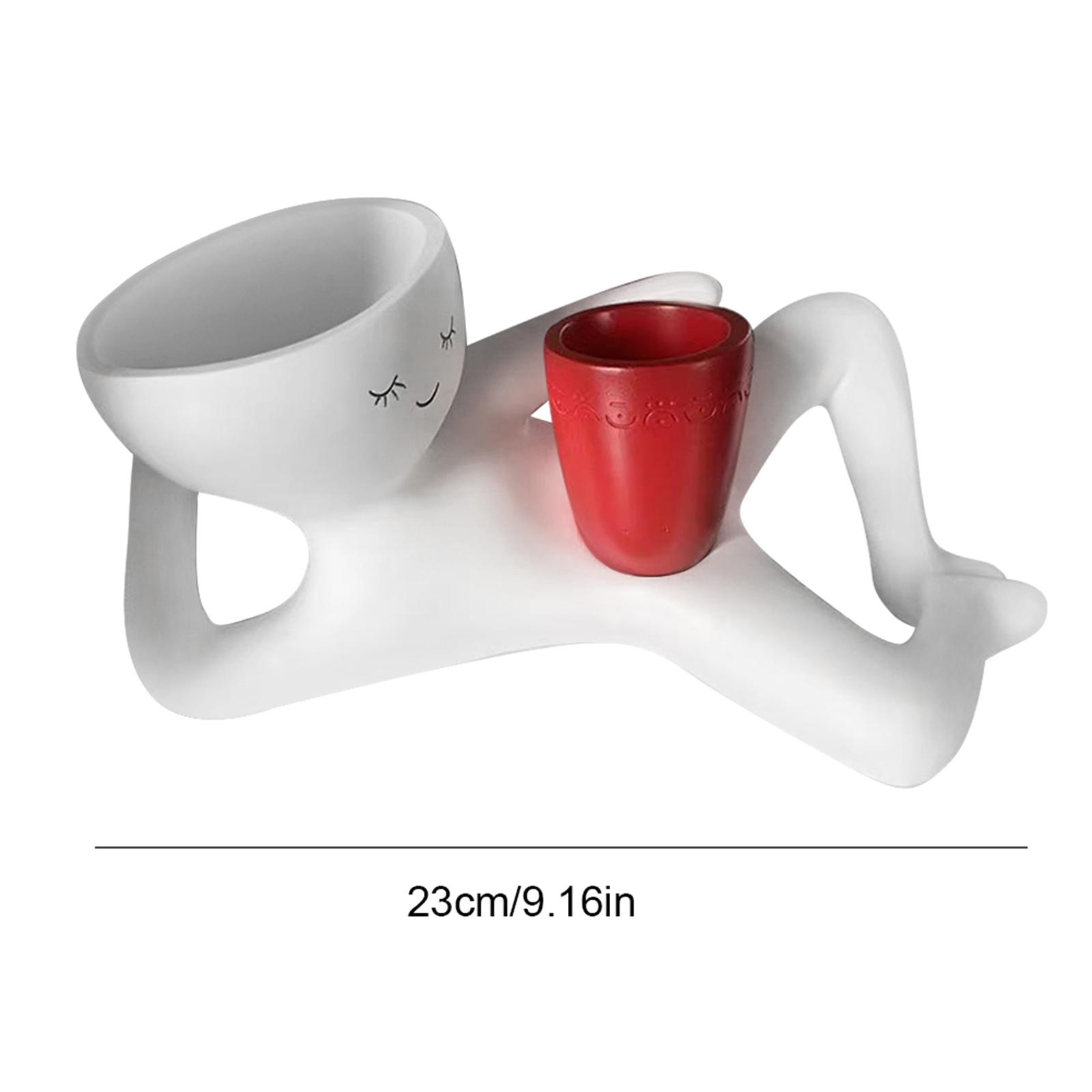 

Lazy Guy Succulent Pots W/ Drainage Hole Resin Lazy Little Character Flowerpot Cute Smily Face Planter Pot for Home Garden Decor