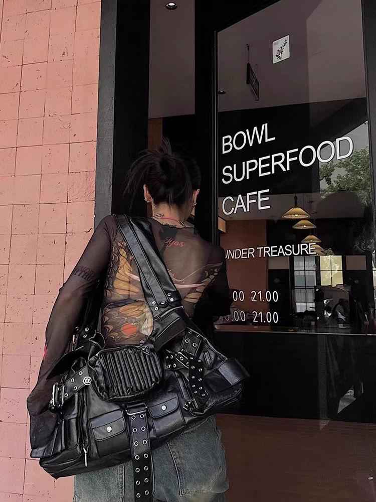 Korean Simple Lace Up Print T-shirts Spring New Slim Fit Mesh Tops Women Y2k E-Girl Long Sleeve Bottoming Tee Shirt