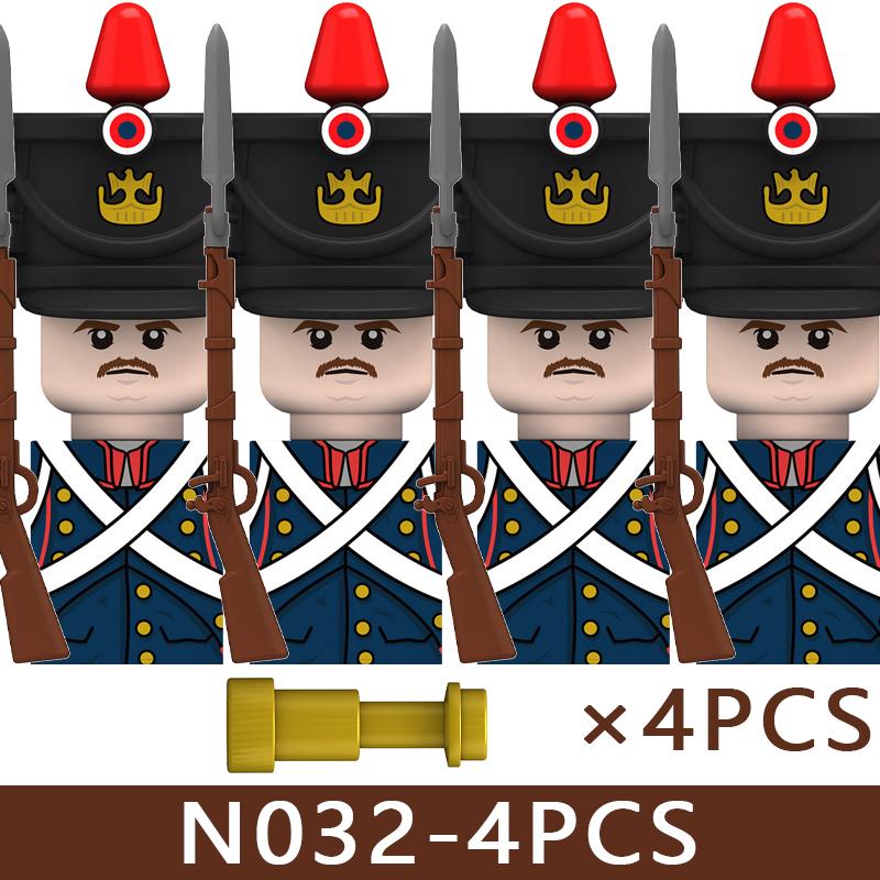 4pcs Medieval Castle Knight Building Blocks MIlitary Napoleon Soldier Figures War Army Legion Accessories Imperial Navy Bricks Toys