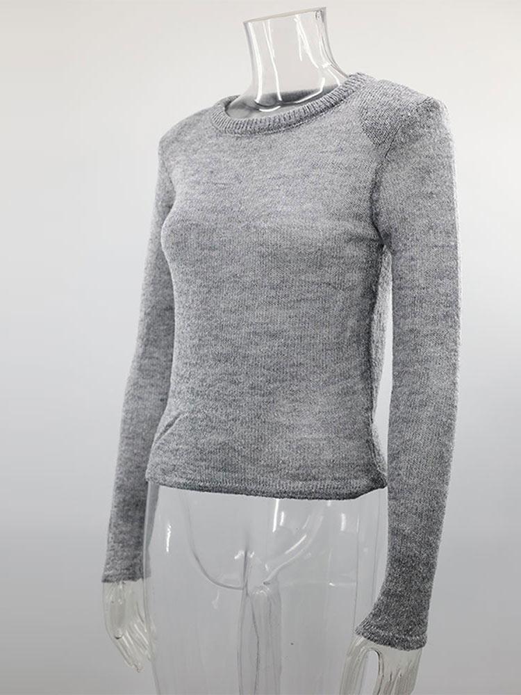 Women's Short Hollow Shoulder Pad Knitted Sweater Women's Round Neck Thin Pullover Sweater White Black Grey Sweater Pullover 2025 New Collection