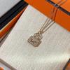 Bag with Diamond Necklace Women's Plated 18k Gold Premium Gypsy H Letter Kangkang Bag Clavicle Chain