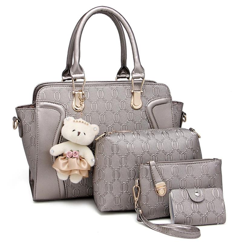 Women's Bag with Bear Pendant, Handbag, Can Hold Phone and ID, Textured Zipper Crossbody Bag, 2025 New Model