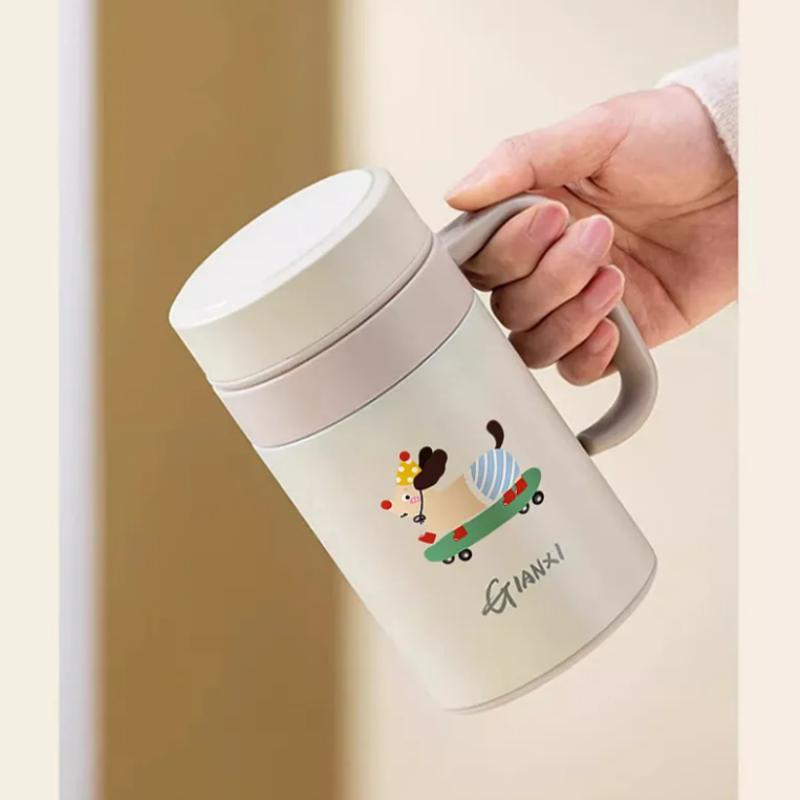 Gianxi Cute Insulated Cup 2025 Tea Separation Tea Cup With Handle Winter Office Water Cup Insulated Cup